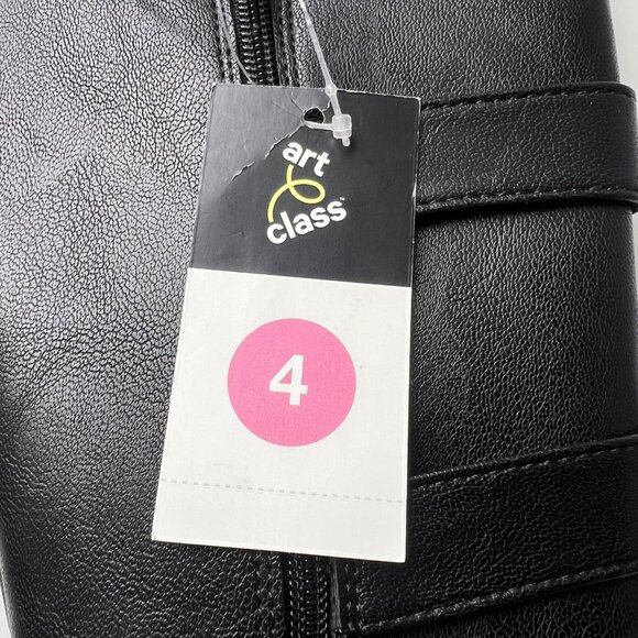 Art Class Black Mid-Calf Boots With Triple Buckle Details & Side Zipper Girls 4 - Picture 10 of 10